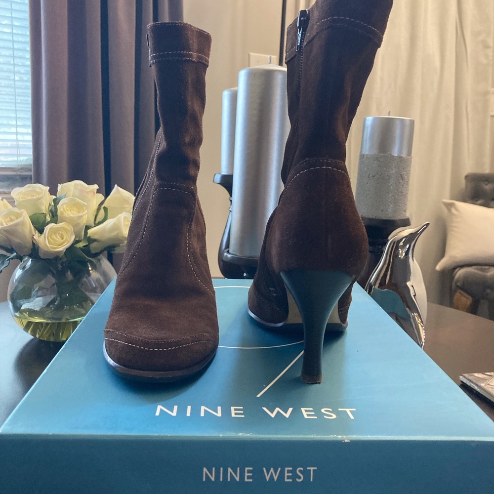 Nine West Dark Brown Suede Booties